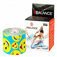 Кинезио тейп Bio Balance Tape Premium Quality 5см х 5м смайлик голубой.